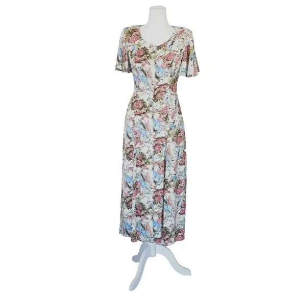 All that Jazz | Dresses | Vintage Rayon Floral Dress Corset Tie Back Size  56 All That Jazz Butterfly Slee | Poshmark